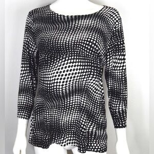 JM Collection Black and White Top size small stretchy with small silver beads